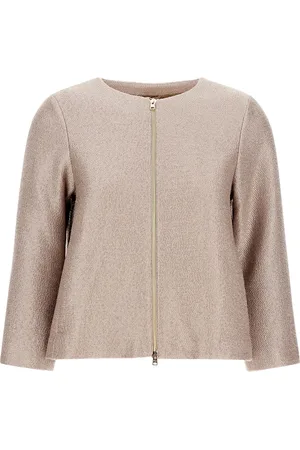HERNO Jassen, Dames, , L, Wol, Jas met rits Driekwartmouw Ronde hals