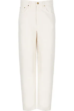 Mother Jeans, Dames, , W26, Katoen, Ivoor Katoenmix Jeans met Riemlussen