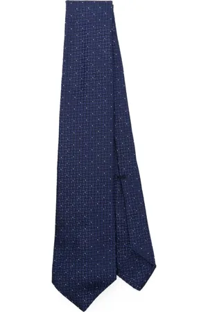BARBA Accessoires, Heren, Blauw, ONE Size, Blauwe Zijden Stropdas met Diamantpatroon