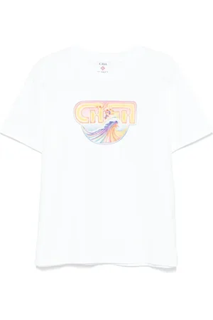 Casablanca Tops, Heren, Wit, XL, Katoen, Surf Motif Print T-shirt