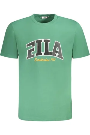 Fila Tops, Heren, Groen, M, Katoen, Vintage Grafische Print T-Shirt