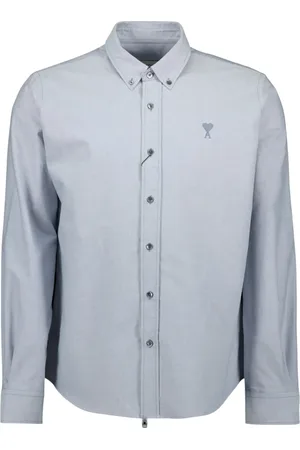Ami Blouses & Shirts, Dames, Grijs, S, Katoen, Hart Vriend Shirt Blauw Grijs