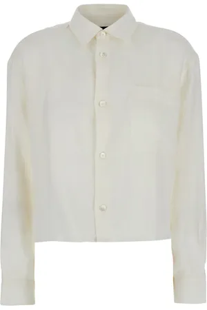 A.P.C. Blouses & Shirts, Dames, Wit, XS, Linnen, Witte Linnen Overhemd met Klassieke Kraag