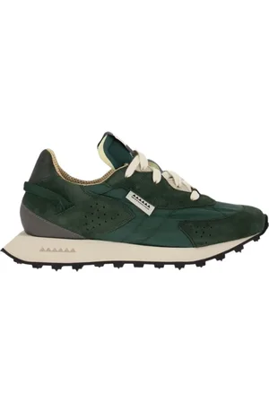 RUN OF Schoenen, Heren, Groen, 42 EU, Katoen, Suede Andylon Sneakers