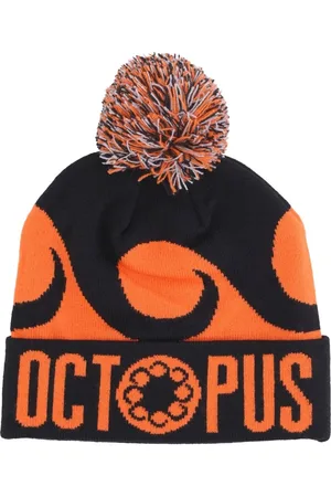 Octopus Accessoires, Heren, Veelkleurig, ONE Size, Zwart/Oranje Pom Pom Logo Beanie