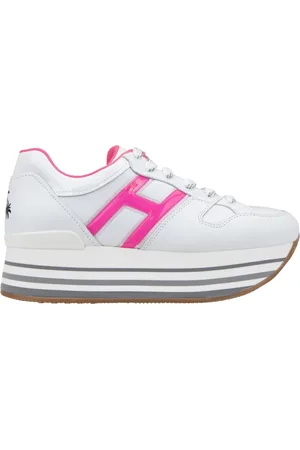Hogan Schoenen, Dames, Wit, 36 EU, Leer, Leren Sneakers met Veters en Merkprint