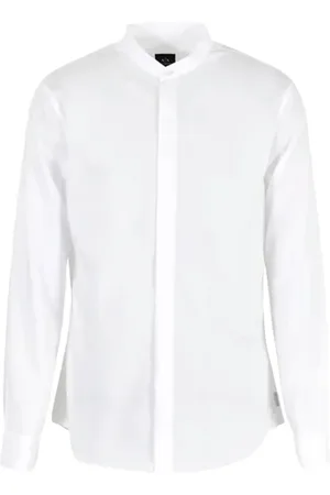 Armani Exchange Overhemden, Heren, Wit, S, Casual Stretch Poplin Overhemd