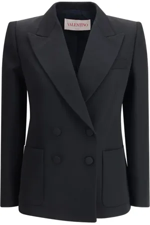 VALENTINO Jassen, Dames, Zwart, S, Wol, Blazer met Peak Revers en Zakken