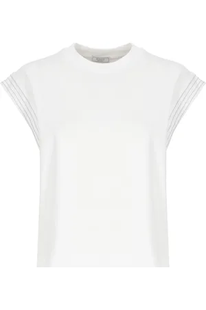 PESERICO SIGN Tops, Dames, Wit, S, Katoen, Witte Mouwloze Katoenen Top met Details