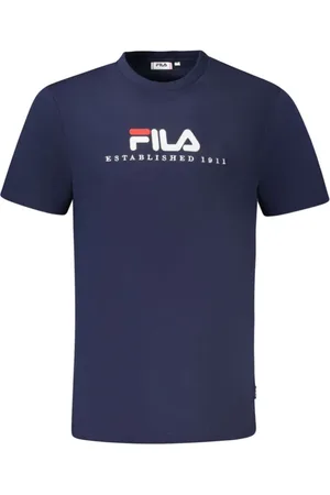 Fila Tops, Heren, Blauw, 2Xl, Katoen, Blauw Crew Neck T-shirt met geborduurd logo