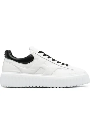Hogan Schoenen, Heren, Wit, 39 1/2 EU, Leer, Platte leren veterschoenen