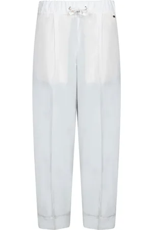 HERNO Broeken, Dames, Wit, 2Xs, Polyester, Witte Taffeta Wortelpasbroek