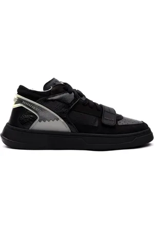 RUN OF Schoenen, Heren, Zwart, 42 EU, Suède, Zwarte leren en suède sneakers