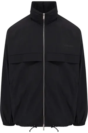 Saint Laurent Jassen, Heren, Zwart, L, Nylon, Logo Nylon Jas met Ritssluiting