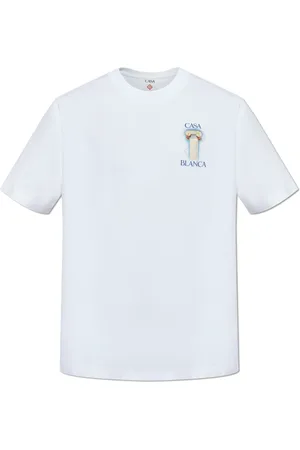 Casablanca Tops, Heren, Wit, M, Katoen, La Colomne T-Shirt