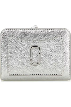 Marc Jacobs Accessoires, Dames, Grijs, ONE Size, Zilveren leren portemonnee