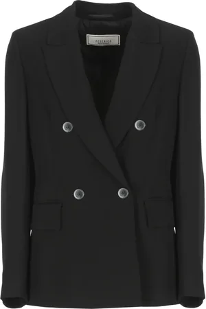 PESERICO SIGN Jassen, Dames, Zwart, L, Zwarte double-breasted blazer voor vrouwen