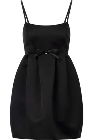 Elisabetta Franchi Kleedjes, Dames, Zwart, M, Polyester, Duchess Jurk met Strikdetail
