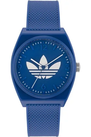 adidas Accessoires, unisex, Blauw, ONE Size, Blauwe Siliconen Analoge Horloge met Hars Behuizing