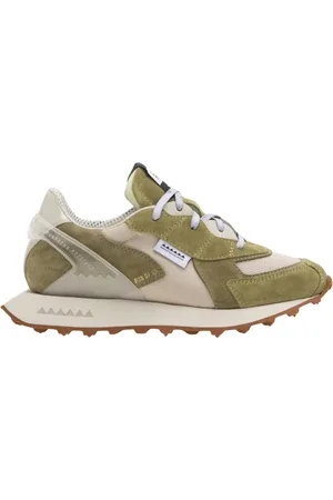 RUN OF Schoenen, Dames, Groen, 36 EU, Leer, Split Leather Sneakers