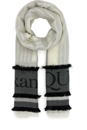 Alexander McQueen Accessoires, Dames, Veelkleurig, ONE Size, Wol, Ivoor Wolmix Foulard Sjaal
