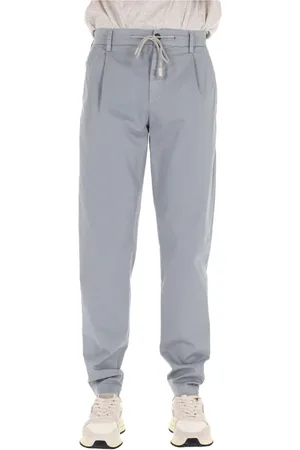 ELEVENTY Broeken, Heren, Blauw, W34, Katoen, Heldere Blauwe Katoenen Comfort Trekkoord Broek
