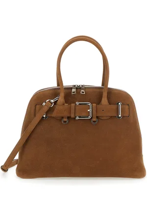 OSOI Tassen, Dames, Bruin, ONE Size, Leer, Bruine leren handtas met metalen gesp
