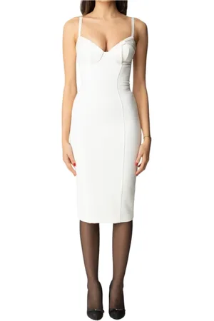 Elisabetta Franchi Kleedjes, Dames, Wit, S, Polyester, Elegante mix van polyester en elastaan