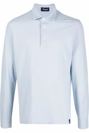 DRUMOHR Tops, Heren, Groen, XL, Katoen, Groen Poloshirt met Lange Mouwen