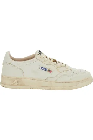 Autry Schoenen, Heren, Wit, 41 EU, Leer, Witte Lage Sneakers met Logo Detail