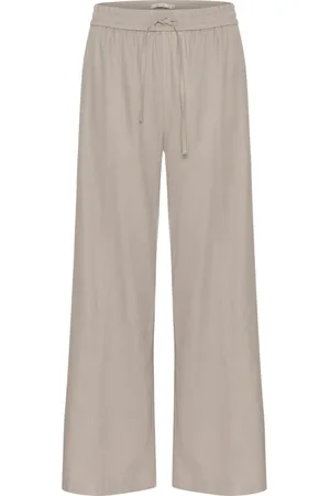 Gestuz Broeken, Dames, , L, Linnen, Linnen broek met elastische taille en koord