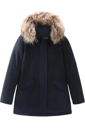 Woolrich Jassen, Dames, Blauw, XS, Arctic Parka met Afneembare Bontkraag