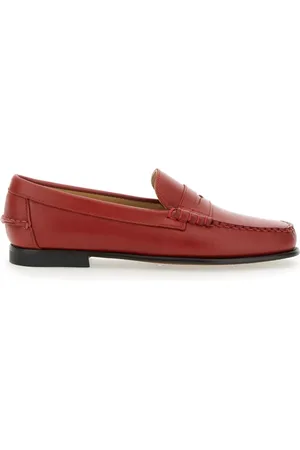 SEBAGO Schoenen, Dames, Rood, 39 EU, Leer, Rode leren loafers met schuine neus