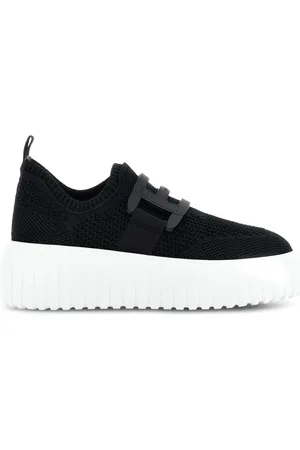 Hogan Schoenen, Dames, Zwart, 36 EU, Leer, Vernieuwde H-Stripe Slip-On met Ultralichte Zool