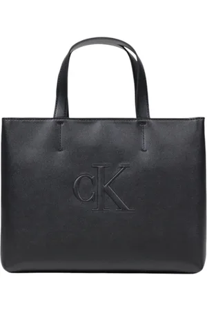 Calvin Klein Tassen, Dames, Zwart, ONE Size, Zwarte ritstas met binnenzakken