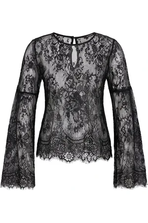 Bruuns Bazaar Blouses & Shirts, Dames, Zwart, XS, Elegante Zwarte Blouse van Kant