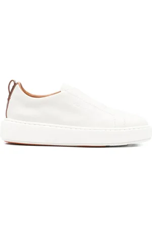 santoni Schoenen, Dames, Grijs, 37 EU, Lichtgrijze Sneakers met Ronde Neus
