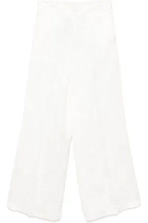 Twin-Set Broeken, Dames, Wit, M, Polyester, Witte Jacquard Palazzo Broek