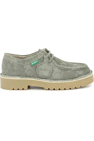 Kickers Schoenen, Dames, Groen, 40 EU, Leer, Daltrey Low Leren Derby Schoenen
