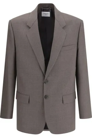 Saint Laurent Jassen, Heren, Grijs, M, Wol, Klassieke wollen blazerjas