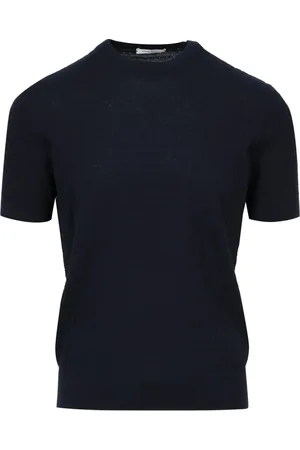 Paolo Pecora Tops, Heren, Blauw, M, Katoen, Blauwe Katoenen Trui Met Patroon