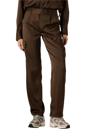 ANOTHER LABEL Broeken, Dames, Bruin, L, Bruine Cargo Broek Florentina Stijl