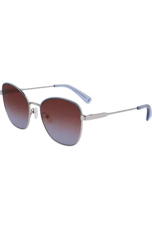 Longchamp Accessoires, Dames, Grijs, ONE Size, Grijze Metalen Zonnebril met Categorie 2 Bescherming