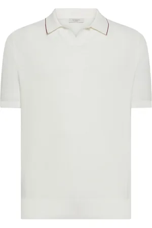 SEVENTY BY SERGIO TEGON Tops, Heren, Wit, S, Katoen, Witte Polo T-shirts met Contrasterende Strepen