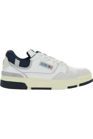 Autry Schoenen, Heren, Wit, 42 EU, Leer, Witte Lage Sneakers Blauwe Details