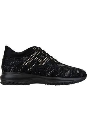 Hogan Schoenen, Dames, Zwart, 35 EU, Pailletten, Sneakers met patroon en vetersluiting