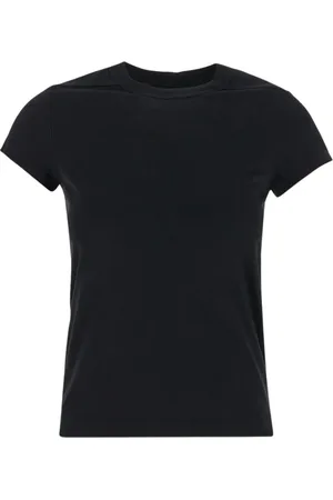 Rick Owens Tops, Dames, Zwart, M, Korte Mouw Crop Tee