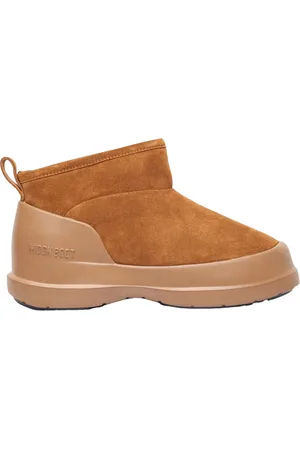 Moon Boot Schoenen, Dames, Bruin, 39 EU, Leer, Embossed Logo Low Suede Boots