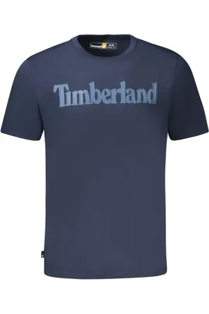 Timberland Tops, Heren, Blauw, S, Katoen, Blauw Logo Print Crew Neck T-Shirt