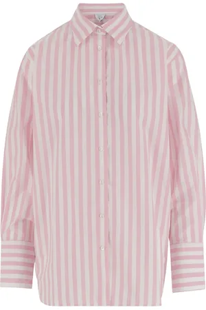 Aspesi Blouses & Shirts, Dames, Roze, M, Katoen, Gestreept katoenen overhemd